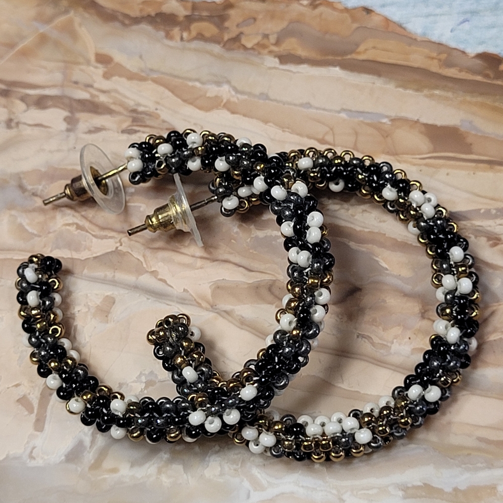 Elegant Seed Beaded Hoop Earrings